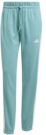 adidas Damen Essentials 3-Stripes French Terry Cuffed Pants, Powder Teal/White, L
