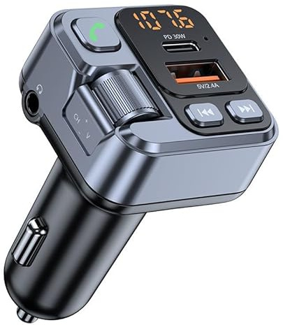 Récepteur Bluetooth 5.1 de voiture USB U Disk Lecture PD30W Charge rapide Affichage numérique Adaptateur de téléphone portable FM Transmetteur pour téléphones portables