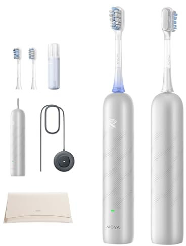 MOVA Fresh Pro 3DClean™ Elektrische Zahnbürste mit App, Schallzahnbürste für Erwachsene, 2 Bürstenköpfe und Reiseetui, 3-in-1-Ersatzbürstenkopf mit Halter, 30 Tage Akkulaufzeit, Silber