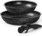 MICHELANGELO Non Stick Frying Pan Set with Removable Handle, 20cm,26cm Frying Pans, Frying Pan with Detachable Handle, Granite Frying Pan, PFOA Free, Oven Safe, Black
