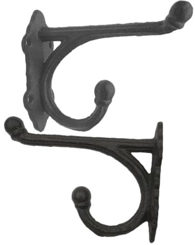 Ciieeo Lot De 2 Crochets Muraux En Fonte Café Vintage à Double Tête, Crochets Muraux Anciens Pour Manteaux Et Chapeaux, Porte-chapeaux Mural Multifonction Pour Salon, La Cuisine Et Jardin
