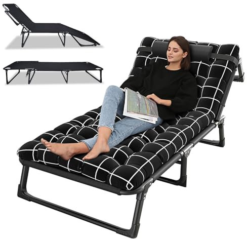 Lit de Camping Pliable avec Matelas,Lit de Tente avec Sac de Transport, De Voyage Portable en Toile Oxford à Double Couche, Léger, pour Maison Sieste au Bureau Jardin Plage