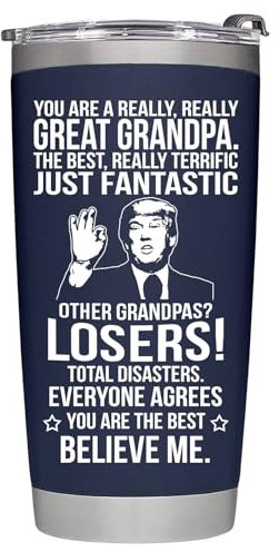 BETHEGIFT Regalo per nonno da nipote, bambini, regalo per Natale, festa del papà, regalo per papà, nonno, regalo di compleanno per nonno - bicchiere da 590 ml, blu navy