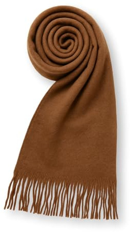 KARMA.DIEM WEicher Dicker aufgerauhter Winterschal XXL 180x65cm einfärbig mit dicken kordeln für Mann und Frau (Braun)