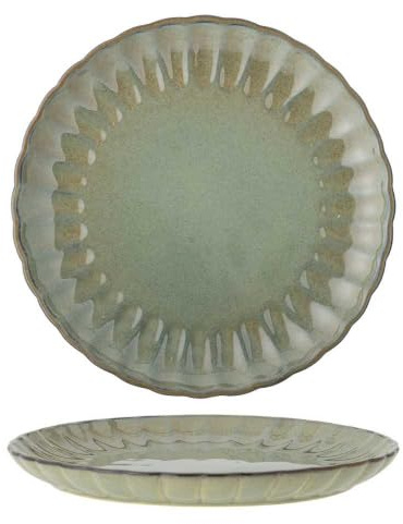 Bloomingville Latina Teller D20xH2cm – Steingut Speiseteller – Hochwertiger Keramikteller für den täglichen Gebrauch & besondere Anlässe – Spülmaschinen- & Mikrowellengeeignet (Grün)