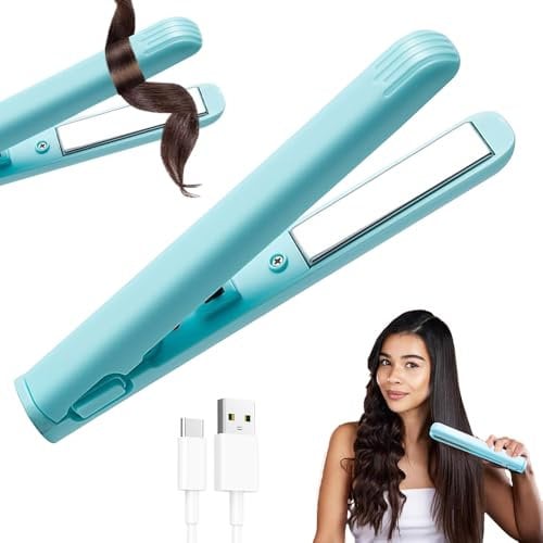 KQWVZ 2 En 1 Plancha De Pelo Portátil, 17 Cm Plancha Pelo Mini, Plancha Pelo Pequeña, Plancha De Pelo De Viaje, Adecuado Para Todo Tipo De Cabello, Pelo De Viaje Para El Hogar O Salón