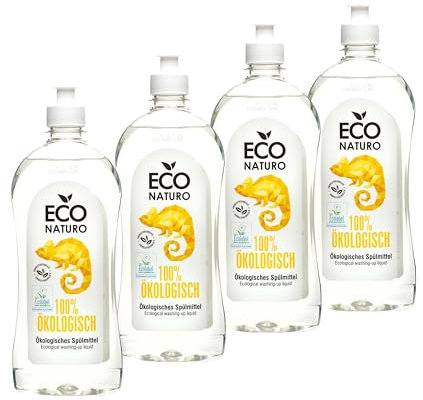 EcoNaturo - Bio Spülmittel 4x250ml - Ökologisch Produkte – Natürliches Geschirrspülmittel für Umweltbewusste – Effektiv gegen Fett - Hautfreundlich – Spülmittel biologisch abbaubar (4 Stück)