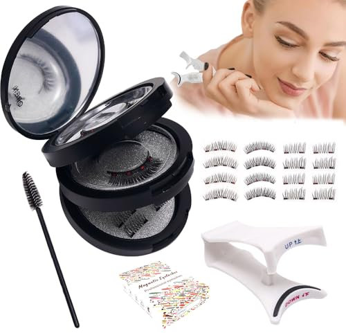 TOEECY 1Cils Magnétiques Réutilisables Kit Complet Boîte Miroir Applicateur Mascara Naturels Volumisant Regard Intense