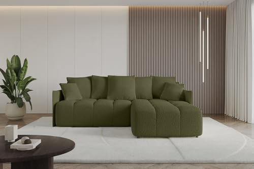 ALTDECOR Ecksofa mit Schlaffunktion und Bettkasten Corner Sofa Bett Eckcouch Couch L-Form Schlafcouch Ausziehbar Wohnlandschaft Schlafsofa Cauchsofa LONLI-L 251x189x68 Grün