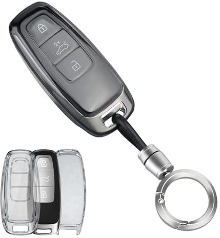 OFFCURVE Schlüsselhülle für Audi A3 A6 A7 A8 Q4 Q7 Q8 S3 S6 S7 RS3 E-Tron | TPU Autoschlüssel hülle Transparent für Audi A3/S3/RS3 8Y, A6/S6/RS6 C8, Q4 e-tron, Q7/SQ7, Q8/SQ8/RSQ8, A7/S7/RS7 C8, A8/S8