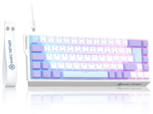 ZIYOU LANG X Magic-Refiner X68HE 8KHz Rapid Trigger Mechanical Gaming Keyboard,60% Wired,Hall Effect Magnetic Switch,Adjustable Actuation,RGB Backlit,Snap Tap, RGB Backlit for PC/Mac, Purple&White