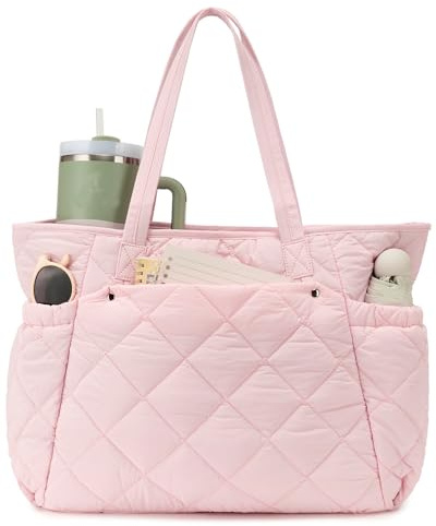 Micmores Puffer Tasche Damen, 16 Zoll Laptoptasche Arbeitstasche Damen Groß, Gesteppte Shopper Handtasche Federleicht, Wasserabweisend Schultertasche für Büro, Schule, Reise & Alltag