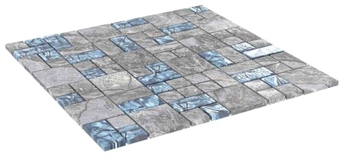 Lumanois Piastrella Mosaic 11 PCS Grigio e Blu 50 x 50 cm Vetro, Casa e Giardino,Arredo, 12.95kg-42046763