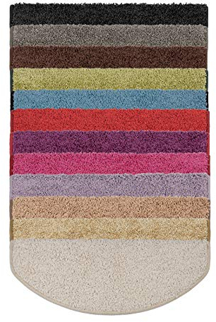 casa pura Shaggy Stufenmatten Barcelona 15 Stück Set, weicher Hochflor Treppen-Teppich, Treppenstufen Matten, selbstklebend | halbrund | 65 x 23,5cm | Berry