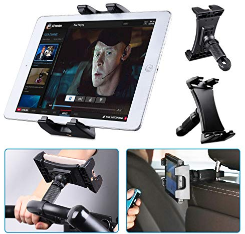 Tendak Soporte de Bicicleta estática para Tablet, portátil Reposacabezas Caminadora Ejercicio Gimnasio Manillar Micrófono Soporte 360° Ajustable para iPad Pro, iPad Mini 4.7-12.9 Tabletas Teléfono