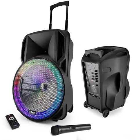 Enceinte Sono Portable Batterie 800W - 15 à LED RGB - USB/Micro SD/BT/FM + Micro VHF + Tél