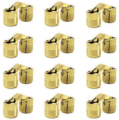 MIAO JIN Lot de 12 charnières invisibles en laiton de 10 mm pour meubles, angle d'ouverture de 180 degrés