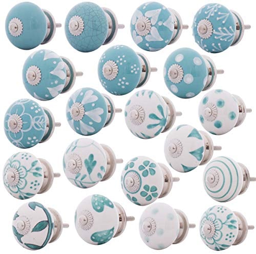 Knober Möbelknöpfe Set 20 in türkis weiss