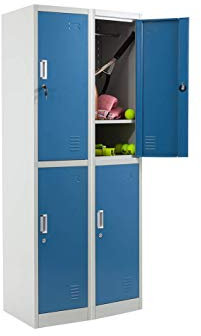 2 x 2 Door Metal Storage Lockers, Blue FREE Next Working Day Delivery