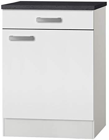 idealShopping GmbH Küchen Unterschrank mit Arbeitsplatte Oslo U606-9 in weiß 60 cm
