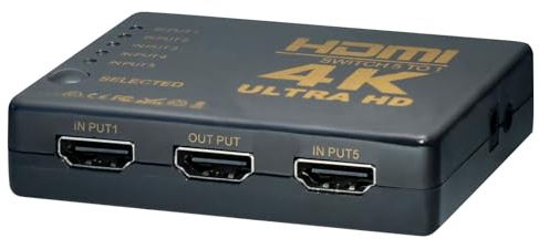 MaxTrack 5 Fach HDMI Umschalter - CS1-5L, HDMI Splitter, 5 in 1 Out, unterstützt 4K@30Hz, HDMI Switch mit IR-Fernbedienung, Full HD, HDCP Unterstützung, 340 MHz Bandbreite, HDMI Umschalter
