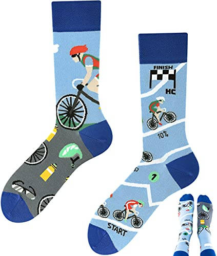 TODO Colours Socken Lustig mit Motiv für Herren und Damen - Lustige, Mehrfarbige, Verrückte (39-42, Tour de Bike)