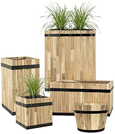 Pflanzwerk® Pflanzkübel TUB Holz 45x100x45cm 100% Bio-AKAZIENHOLZ Weinfass Holzfass *Frostbeständiger Blumenkübel* *Bio Pflanzenkübel* *Nachhaltige Qualitätsware*
