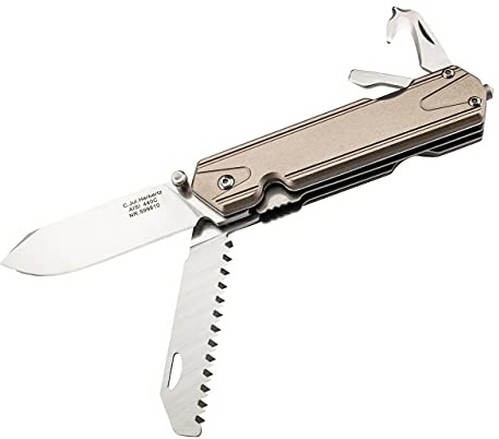 Herbertz Einhandmesser, 7 Funktionen, 440C Stahl, rostfrei, Liner Lock, Säge, Gurtschneider, Glasbrecher, Taschenclip, hochwertiges Klappmesser, scharfes Taschenmesser