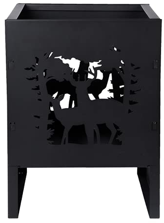 linoows Feuerkorb, Feuerschale, Feuerstelle, Lasercut Gartenfeuer Korb mit Hirschen