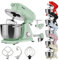 Arebos Retro Küchenmaschine 1800W Grün|Knetmaschine mit 6L Edelstahl-Rührschüssel|Geräuscharm|Küchenmixer mit Rührhaken, Knethaken, Schlagbesen, Spritzschutz|6 Geschwindigkeiten