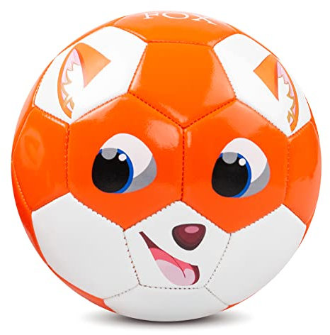 INPODAK Football for Toddlers 1-3, Kids Football, Footballs Size 2, Garden Game Ball, Footballs Toys Gift for Boys Girls Outdoor Lawn Beach, Orange Fox