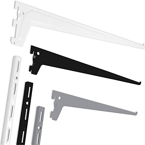 ib style® Lot de 2 Consoles pour crémaillères | Fixation Murale pas de 50 mm | simple | 25cm blanc