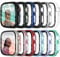 Fullife Lot de 12 coques pour Apple Watch Series 6/5/4/SE de 44 mm avec protection d'écran en verre trempé, polycarbonate rigide, ultra fin, couverture complète, antichoc, 44 mm, 12 couleurs