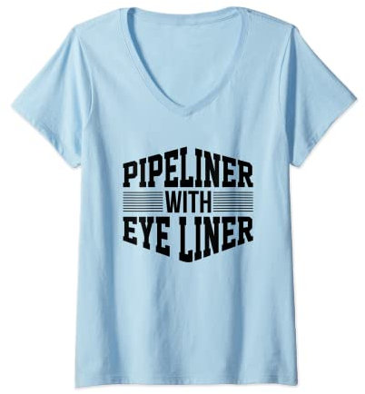 Damen Eyeliner-Pipeliner, Schweißrohr. T-Shirt mit V-Ausschnitt