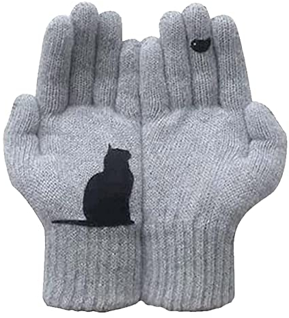 Katzenhandschuhe für den Winter, Katzen, die Vögel sehen, | Katzenfächer aus Baumwolle, verdickte Handschuhe für kaltes Wetter, Thermohandschuhe für Damen und Herren, kaltes Wetter
