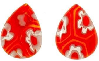 Pendientes gota de cristal Murano rojo y Plata de Ley - Pendientes para niña de Plata de Ley