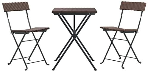 Revera Faltbares Set für Bistro, 3 Stück, Braun aus Polyrattan