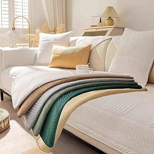 Sofa/Couch überzug/überwurf, Sofaschoner rutschfest, Super Weicher Samt Sofabezug für Sofa L Form/U Form/Ecksofa 3/2/1 Sitzer, Sofaschutz Hund Kratzschutz Katze (Cream,70x180cm)
