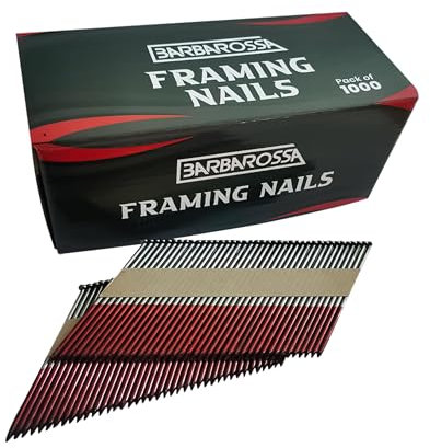 Barbarossa 1st Fix (51mm - 90mm) Galvanised collated framing Nails for Cordless nailers (90mm Bright)