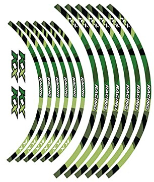 BBAUER Felgenaufkleber Für Kawasaki KX 125 250 250X 250F 450 450X 450F 12PS Motorrad FELGE Streifen Aufkleber 21''19''18'' Klebeband (Color : F)