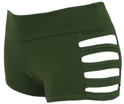 Goa Pantys, Psytrance Hotpants, Shorts, Damenmode, stretch, olive, S