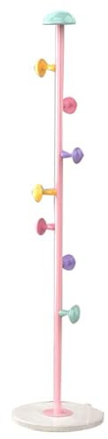 Tyenaza Porte-Manteaux, Support De Suspension en Métal à 7 Crochets Amovibles pour Articles Ménagers, Porte-Manteau sur Pied, Porte-Manteau Autoportant en Métal pour (Rose)