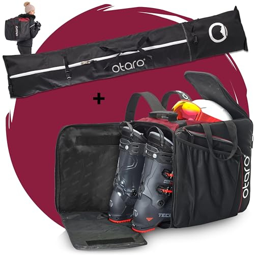 Otaro Skischuhtasche mit Helmfach | Skitasche für Skischuhe, Helm & Zubehör | > 100.000 begeisterte Kunden | Ski Boot Bag wasserfest, robuste Zipper - Skitasche Skischuhtasche Set - Schlittschuhtasche