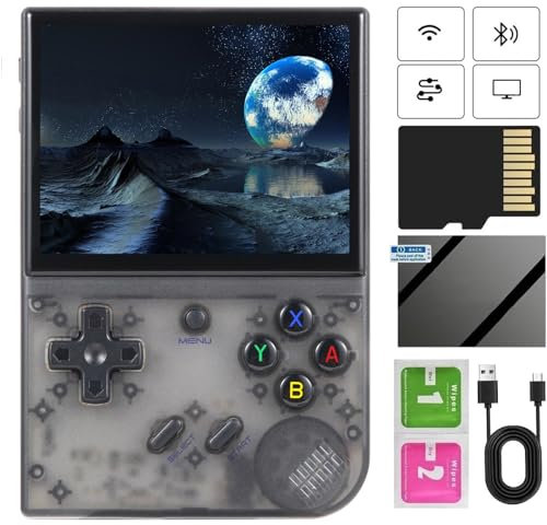 RG35XX Plus - Consola de juegos portátil, pantalla IPS de 3,5 pulgadas, consola de videojuegos retro con tarjeta 64TF y 5500 + juegos clásicos, batería incorporada de 3300 mAh, compatible con WiFi 5G