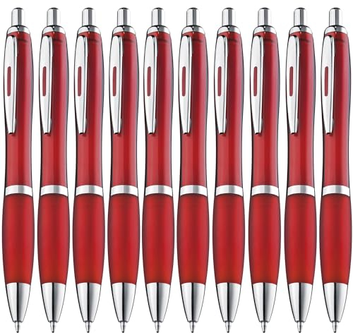 ZENSCRIBE® Ergonomische Kugelschreiber 10 Stück, Premium Kugelschreiber Set Hochwertig, Rutschfester Kulli für einfaches & weiches Schreiben, Blauschreibender Kugelschreiber Bordeaux