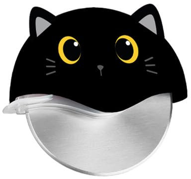 I-TOTAL®- Tagliapizza in acciaio inossdabile senza maniglia, ruota da taglio con disegno (BLACK CAT)