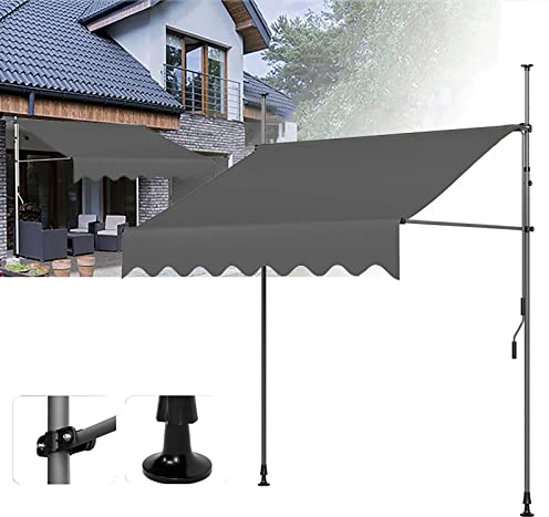 Toldo Portátil Balcón Patio Toldo Toldo para Patio, Toldo Retráctil, Toldo para Patio Exterior Retráctil Manual, Toldo para Balcón con Manivela, Parasol para Exteriores sin Tornillos, Altura Ajustabl