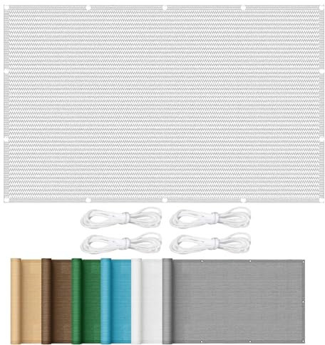 Toldo Vela Rectangular 1.5 x 4 m Protección Rayos UV y HDPE Transpirable Toldos y Velas para Patio con Ojales y Cuerdas para Exteriores, Pergola, Blanco