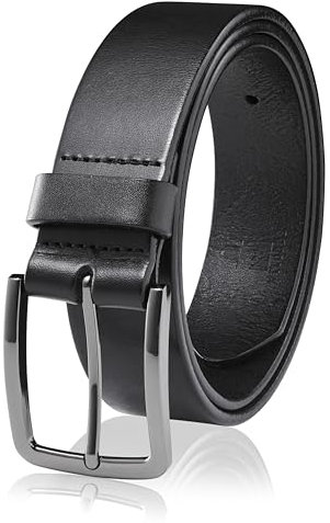 MILORDE Herren-Gürtel aus echtem Leder, handgefertigt, 100 % Rindsleder, modisches und klassisches Design für Arbeit, Business und Freizeit, Schwarz 707, 44(Fits Waist 42-43)