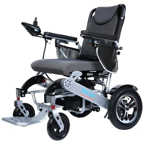 HeCare Electric Power Foldable Lightweight (24kg) Wheelchair with 360° Joystick Controller, Electromagnetic Brake System, 4MPH Speed, 150Kg Capacity